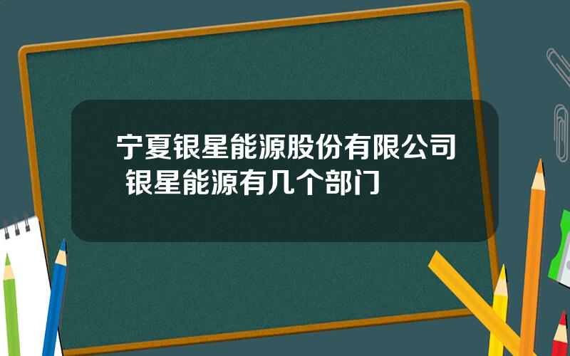 宁夏银星能源股份有限公司 银星能源有几个部门